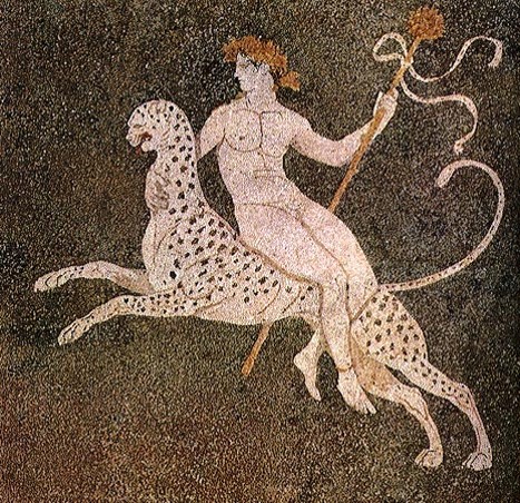 Dionysos sur une panthère, mosaïque de Pella, dernier ¼ du 4e s. av. n. è.